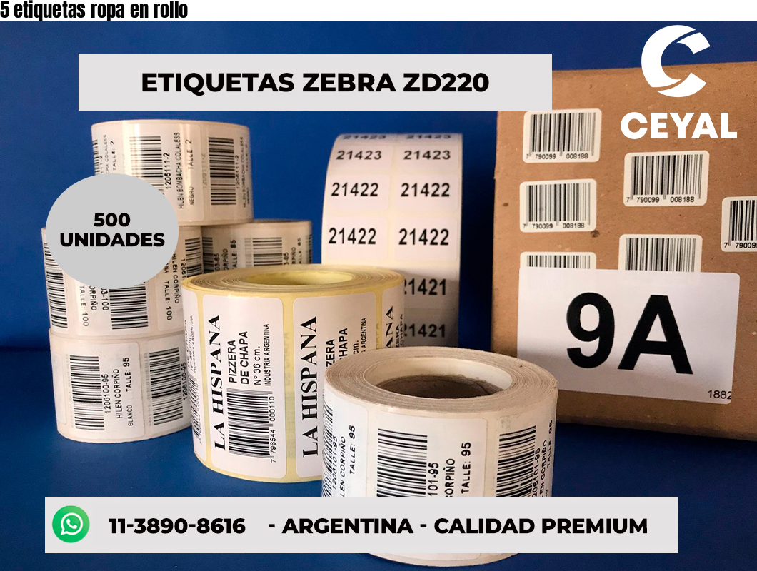 5 etiquetas ropa en rollo