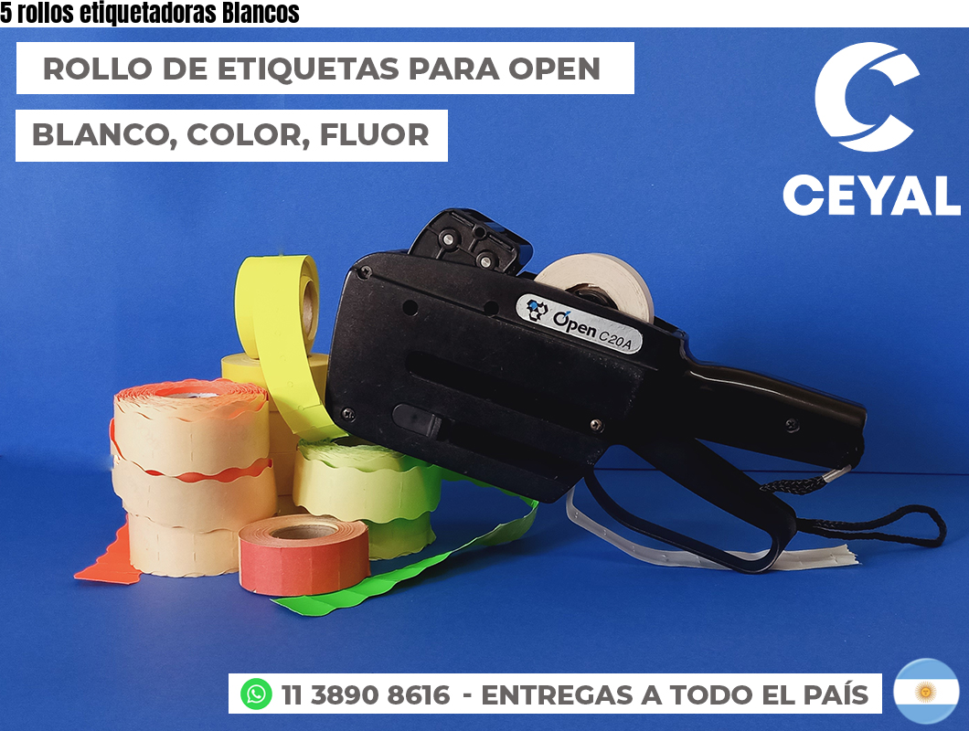 5 rollos etiquetadoras Blancos