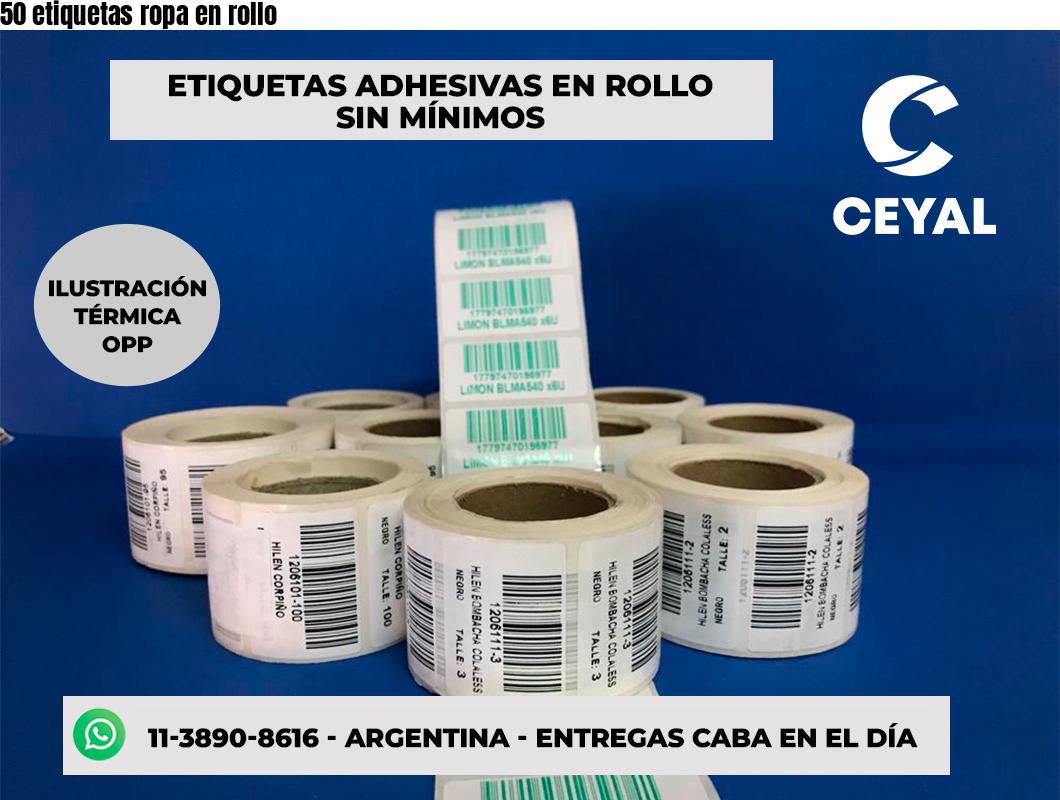 50 etiquetas ropa en rollo