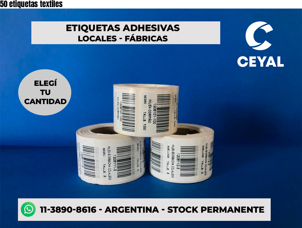 50 etiquetas textiles