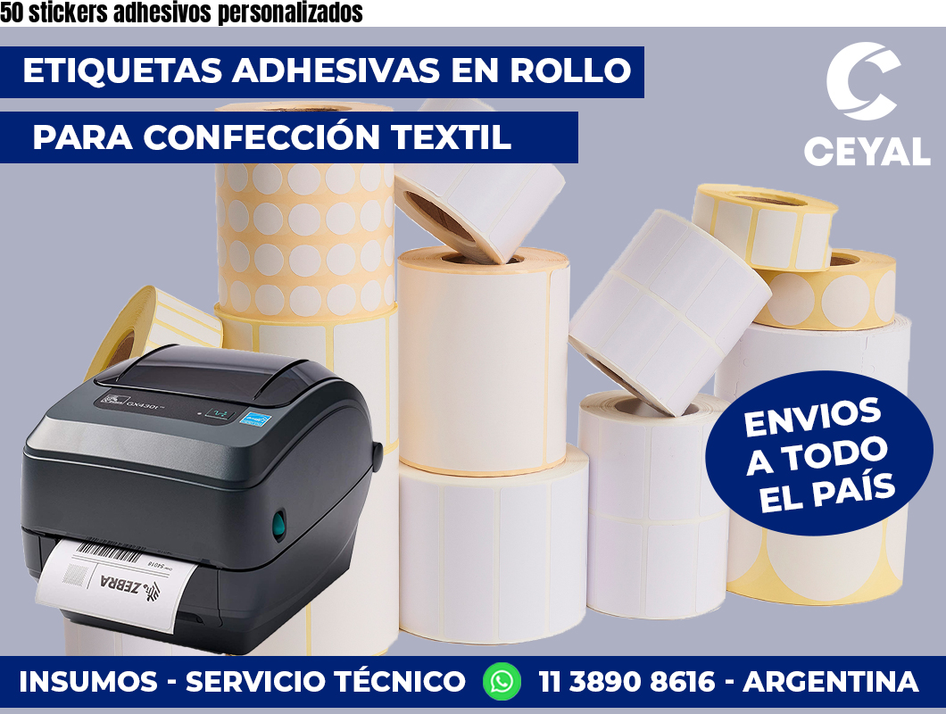 50 stickers adhesivos personalizados