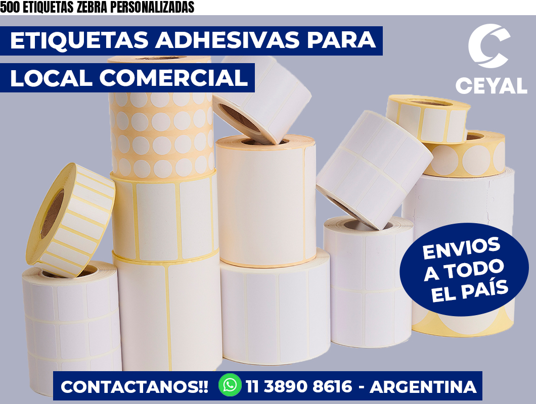 500 ETIQUETAS ZEBRA PERSONALIZADAS