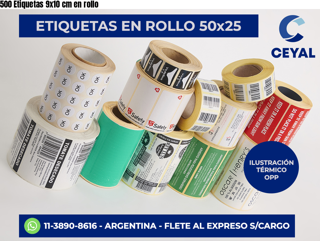 500 Etiquetas 9×10 cm en rollo