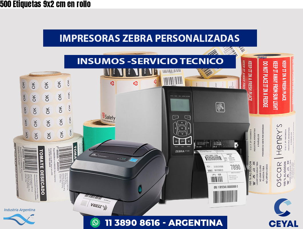 500 Etiquetas 9x2 cm en rollo