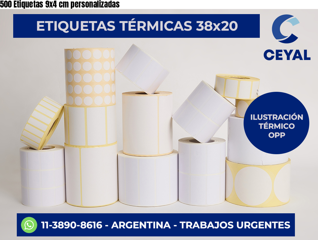 500 Etiquetas 9×4 cm personalizadas