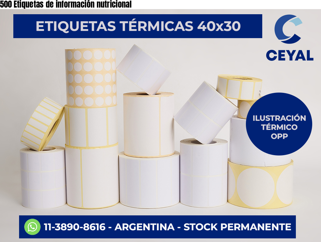 500 Etiquetas de información nutricional