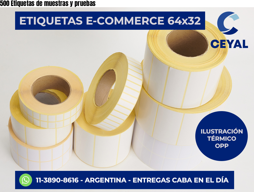 500 Etiquetas de muestras y pruebas