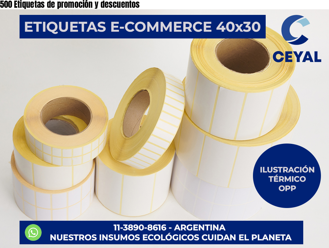 500 Etiquetas de promoción y descuentos