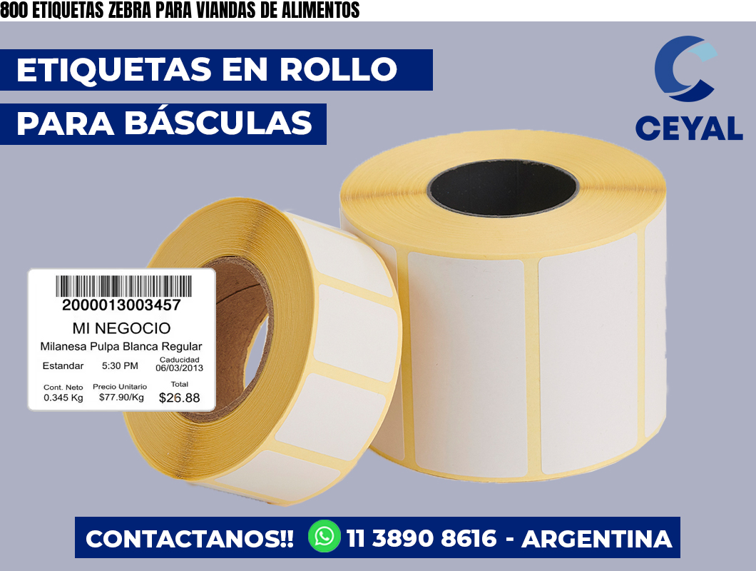 800 ETIQUETAS ZEBRA PARA VIANDAS DE ALIMENTOS