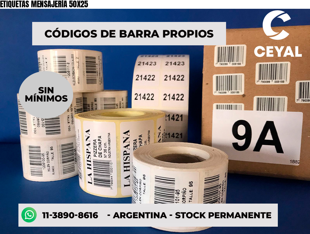 ETIQUETAS MENSAJERÍA 50X25