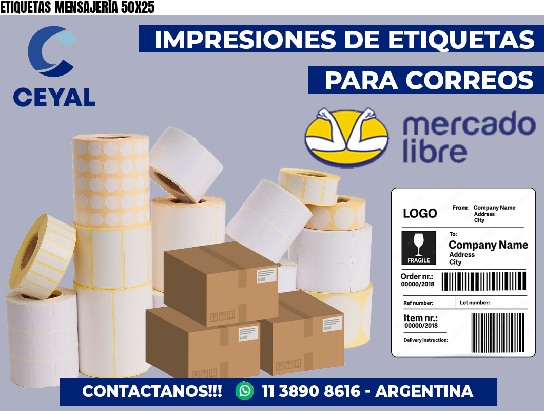ETIQUETAS MENSAJERÍA 50X25