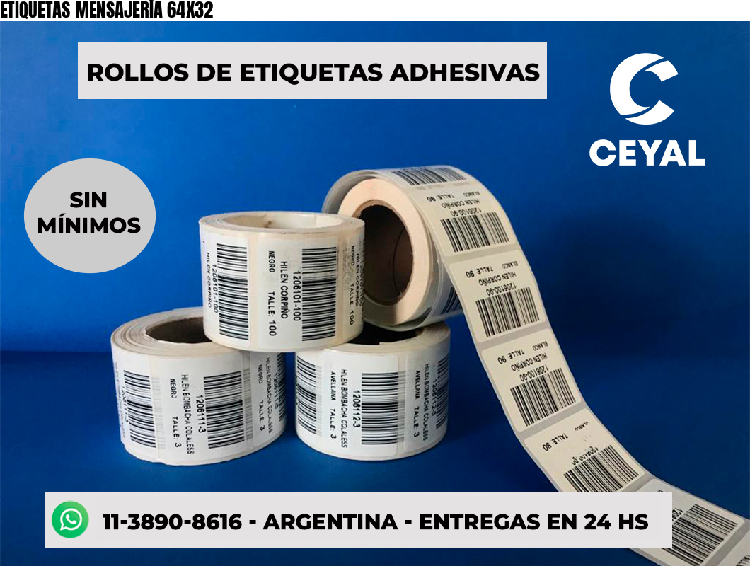 ETIQUETAS MENSAJERÍA 64X32