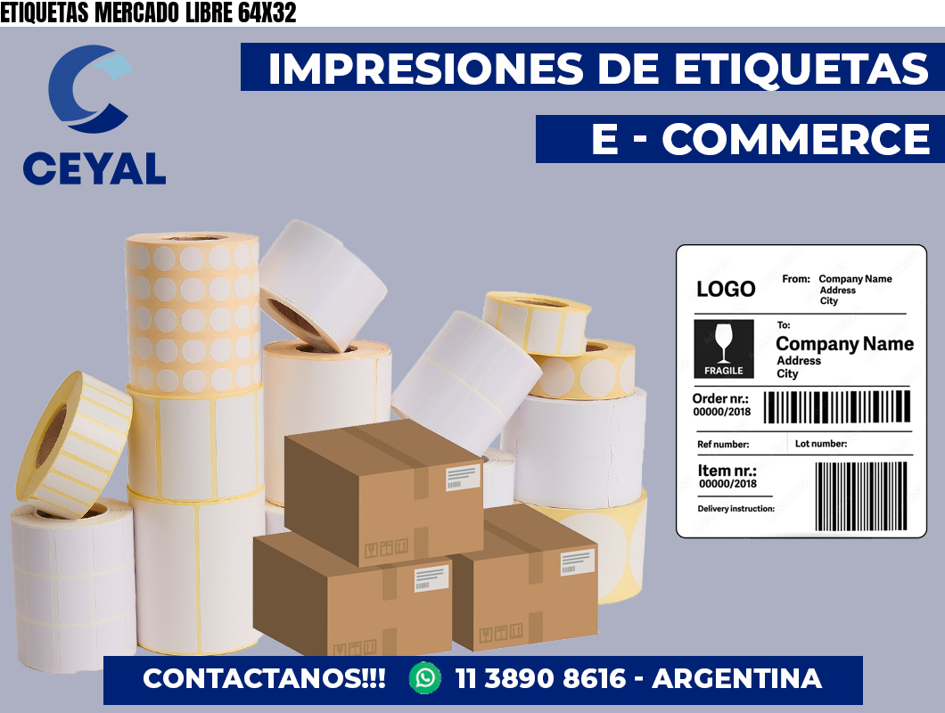ETIQUETAS MERCADO LIBRE 64X32
