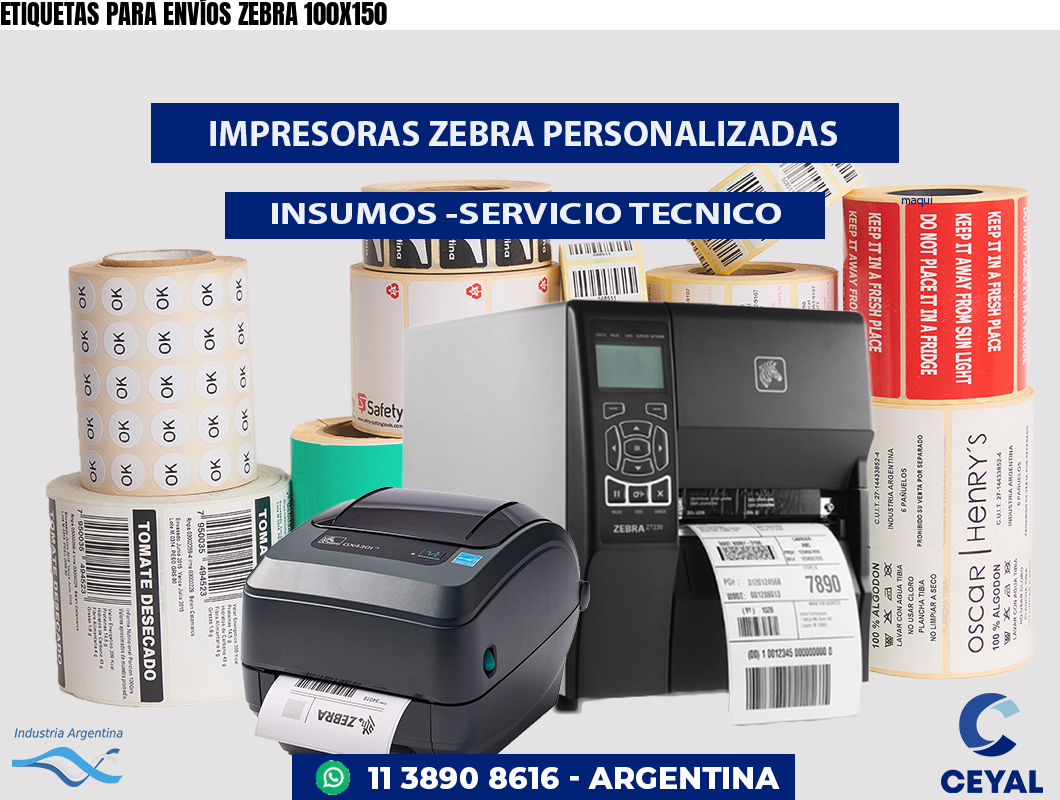 ETIQUETAS PARA ENVÍOS ZEBRA 100X150