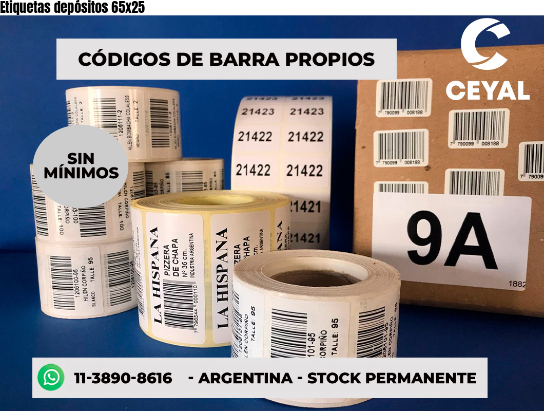 Etiquetas depósitos 65x25