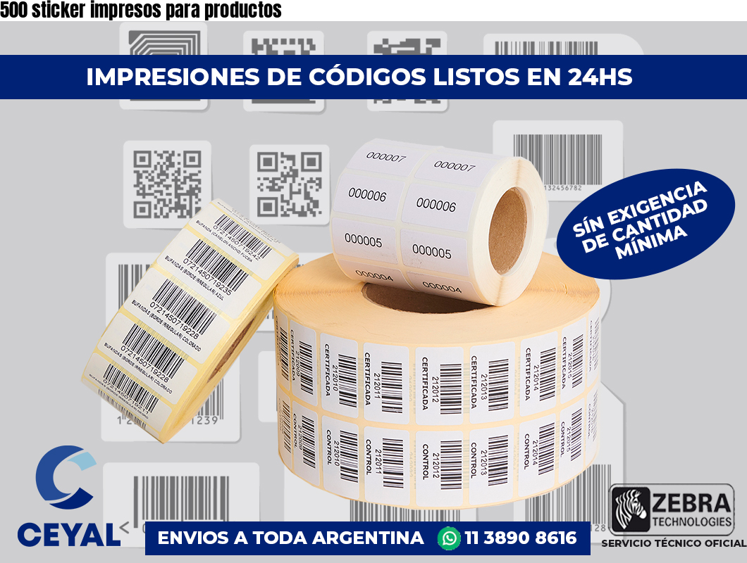 500 sticker impresos para productos