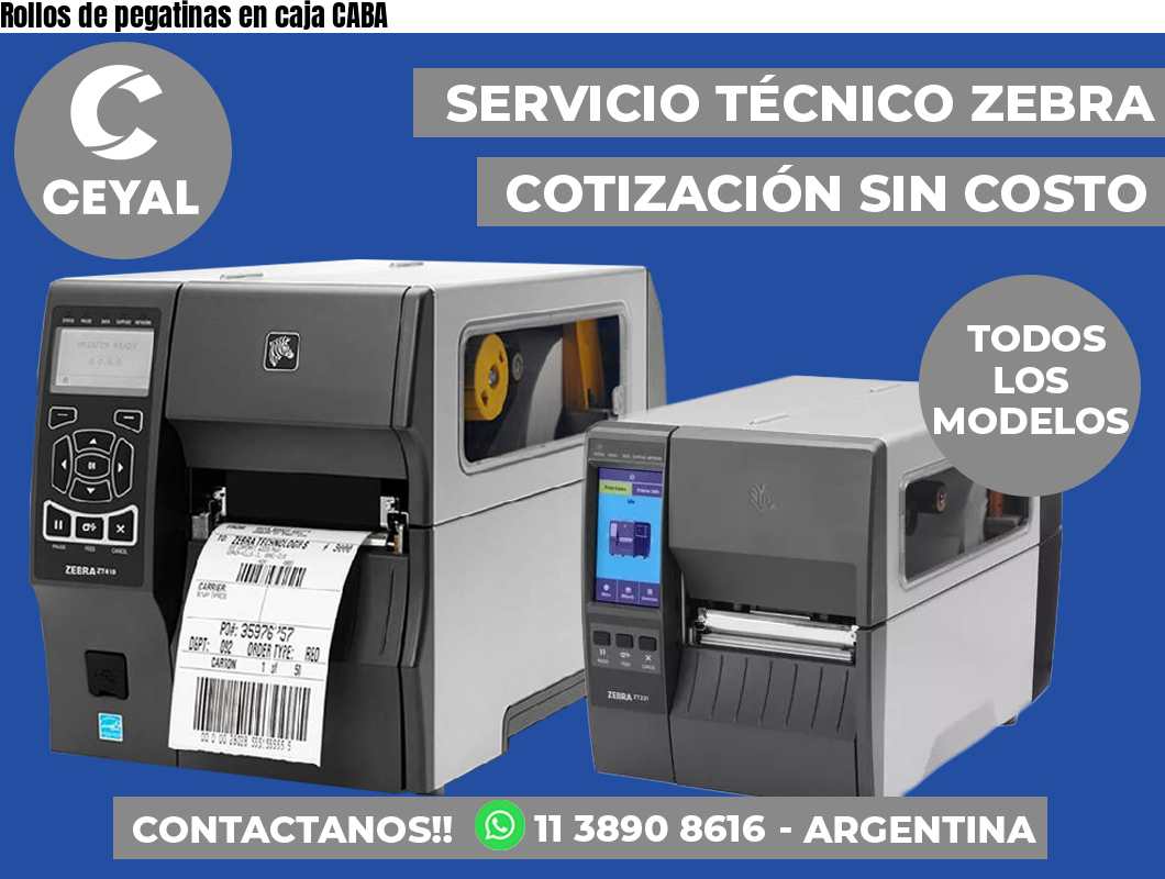 Rollos de pegatinas en caja CABA