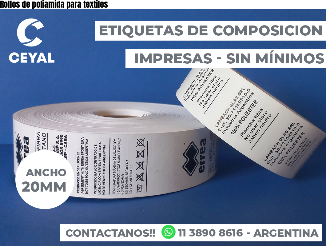 Rollos de poliamida para textiles