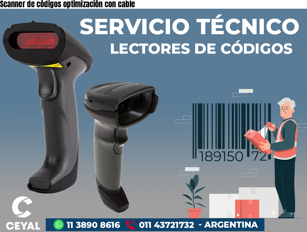 Scanner de códigos optimización con cable