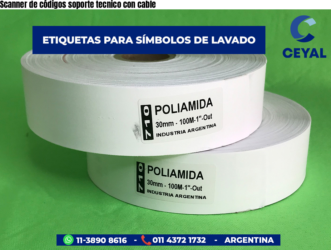 Scanner de códigos soporte tecnico con cable