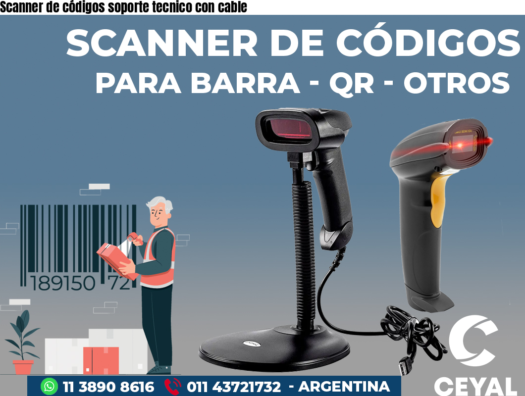 Scanner de códigos soporte tecnico con cable