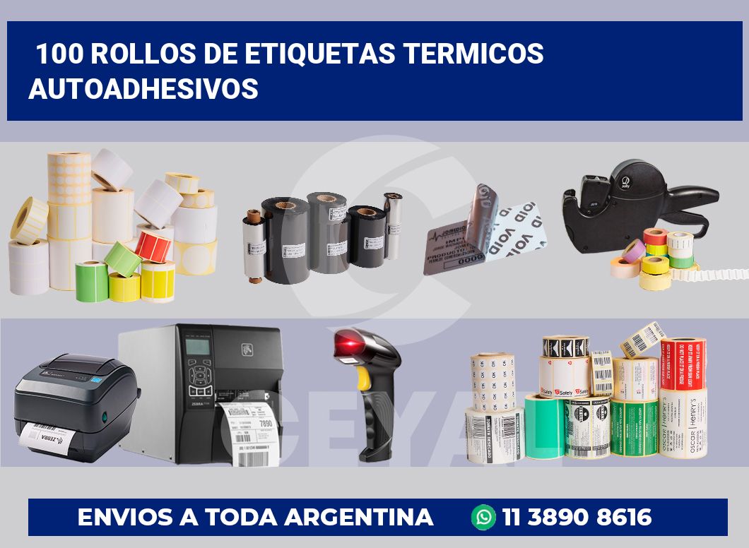 100 Rollos de etiquetas termicos autoadhesivos