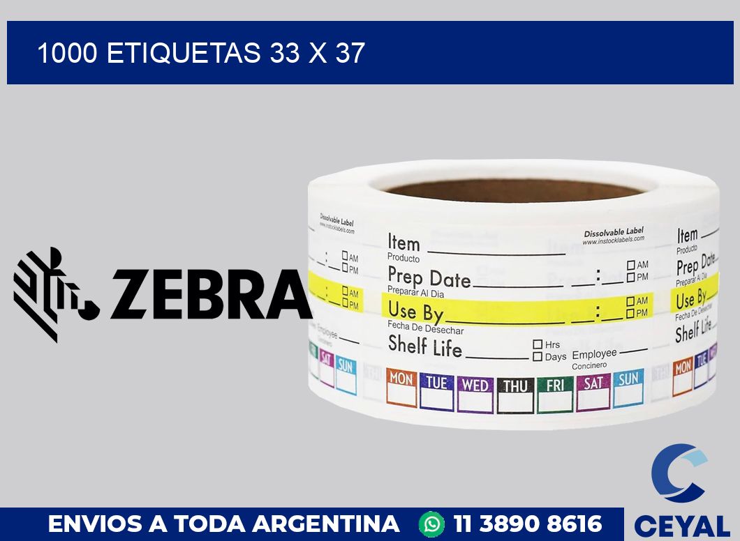 1000 etiquetas 33 x 37