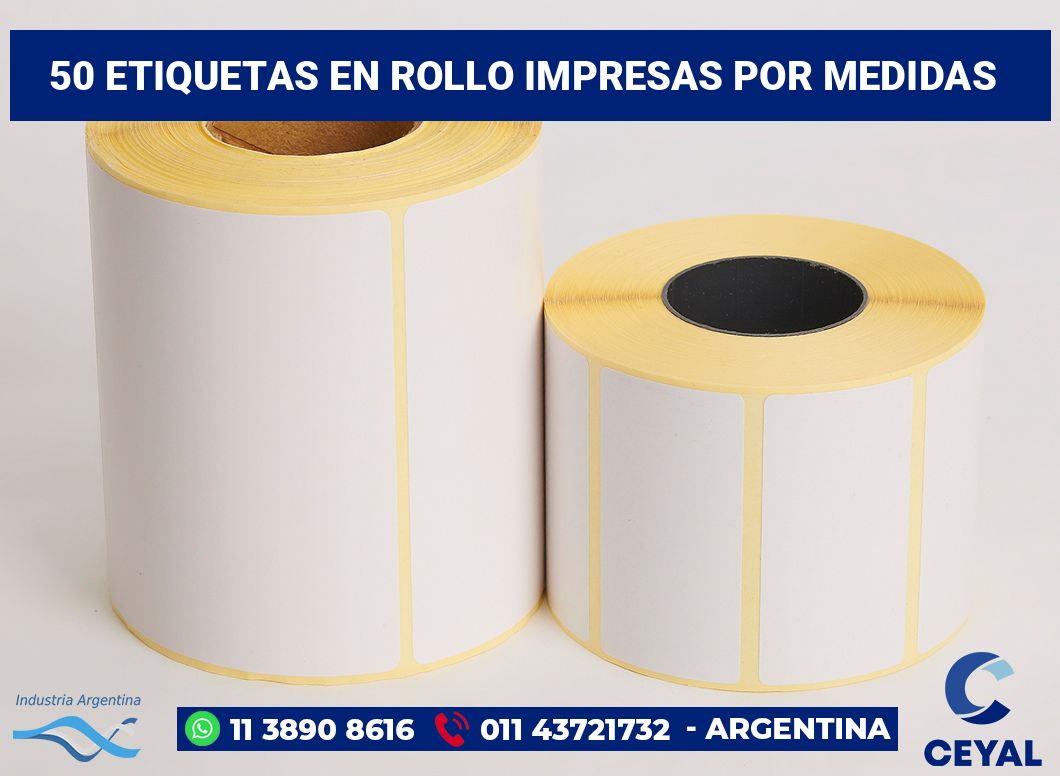 50 Etiquetas en rollo impresas por medidas