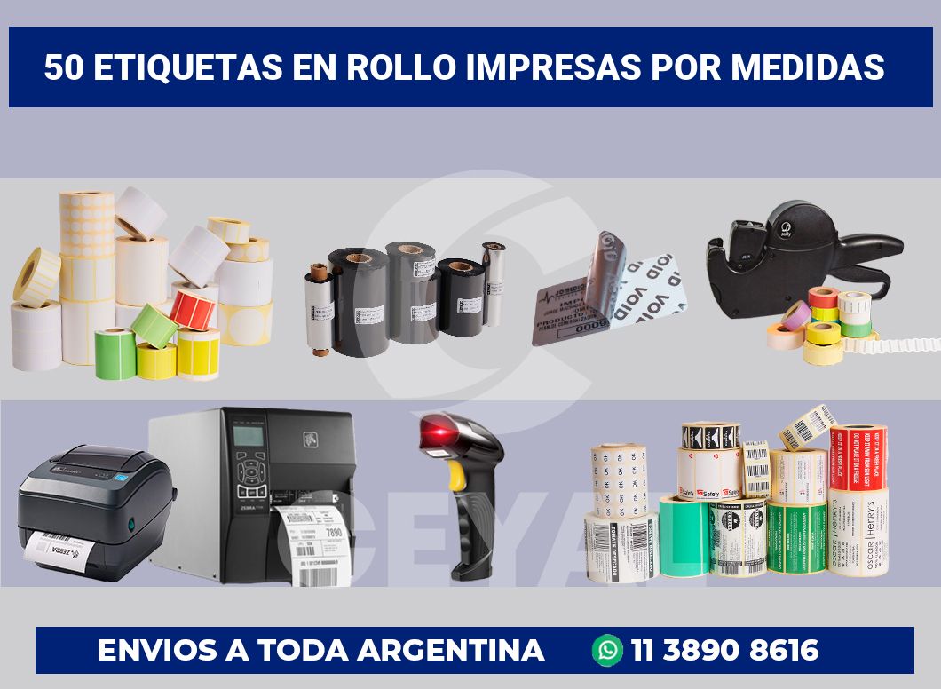 50 Etiquetas en rollo impresas por medidas