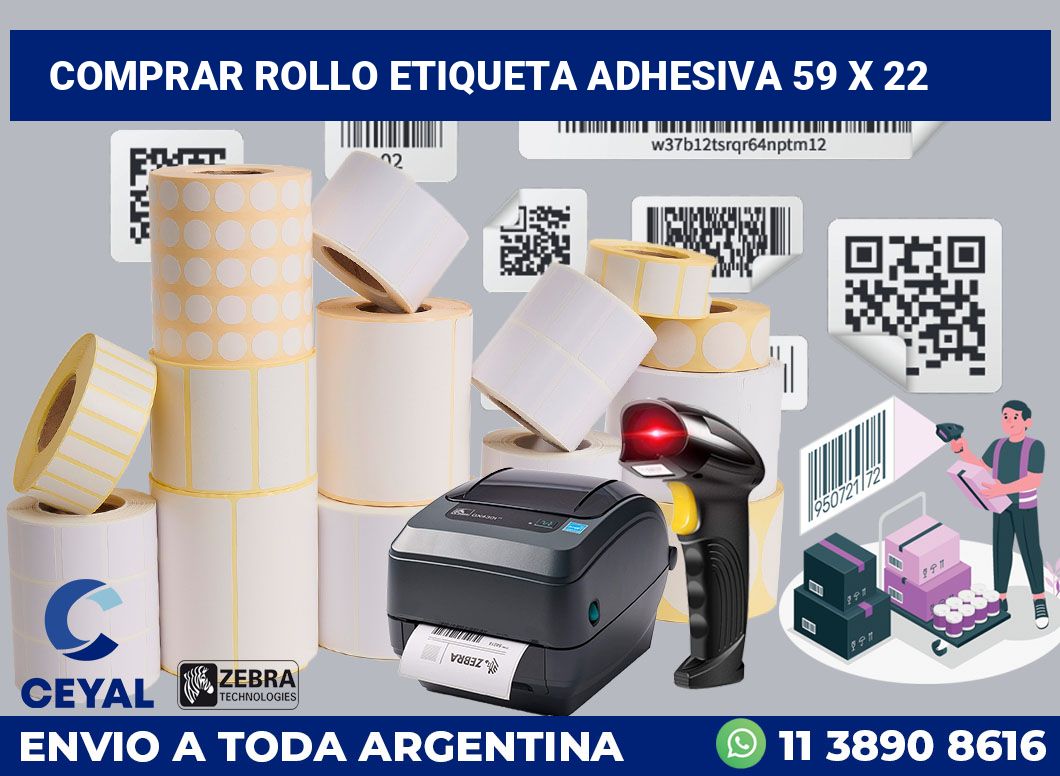 Comprar rollo etiqueta adhesiva 59 x 22