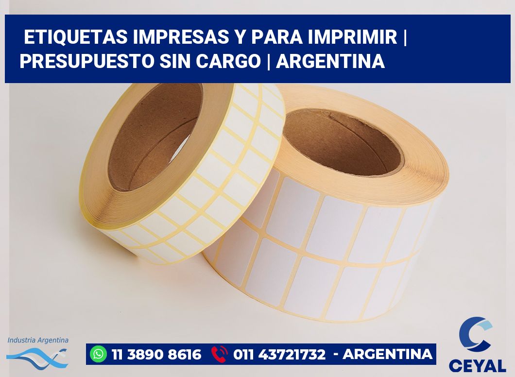 Etiquetas impresas y para imprimir | Presupuesto sin cargo | Argentina