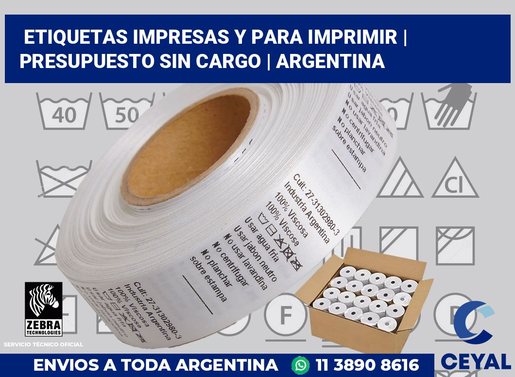 Etiquetas impresas y para imprimir | Presupuesto sin cargo | Argentina