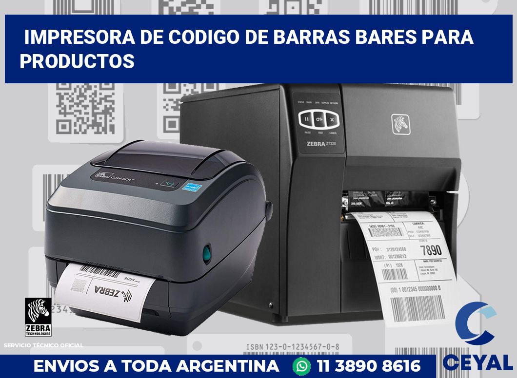 Impresora de codigo de barras Bares para productos