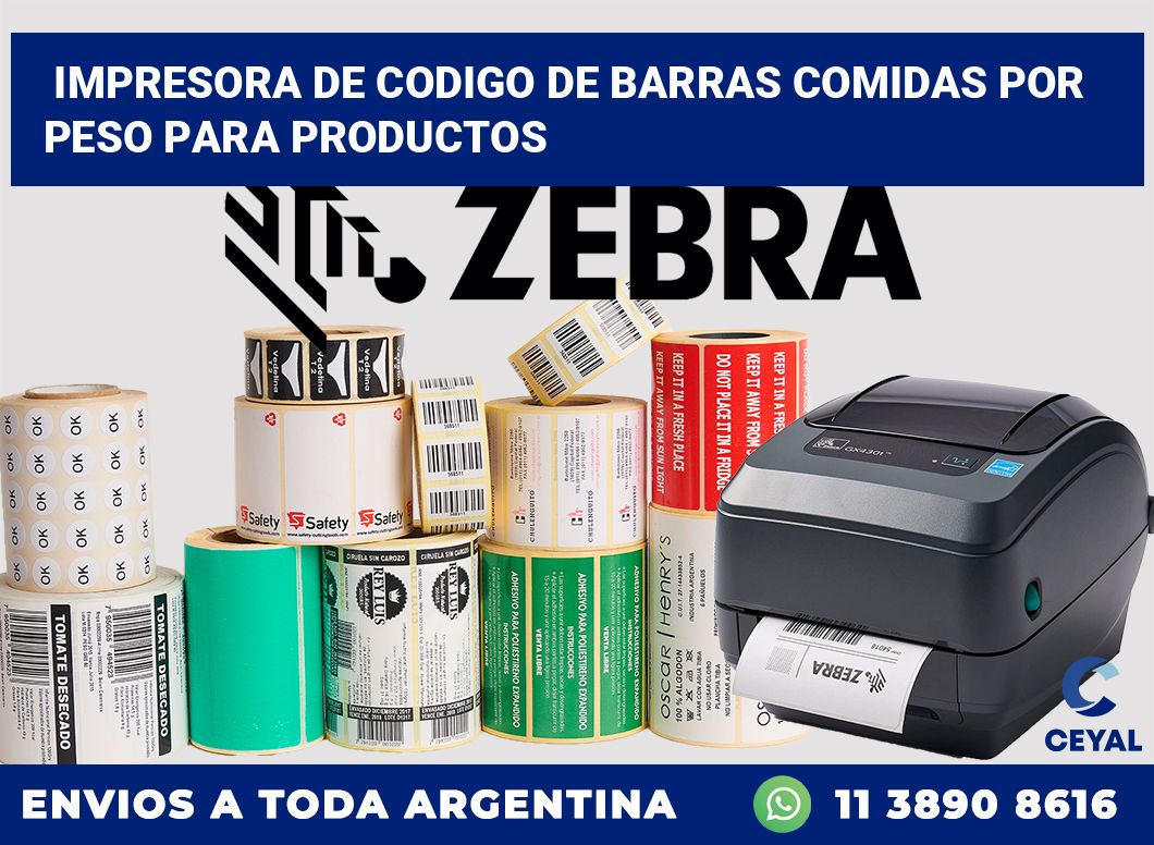 Impresora de codigo de barras Comidas por peso para productos