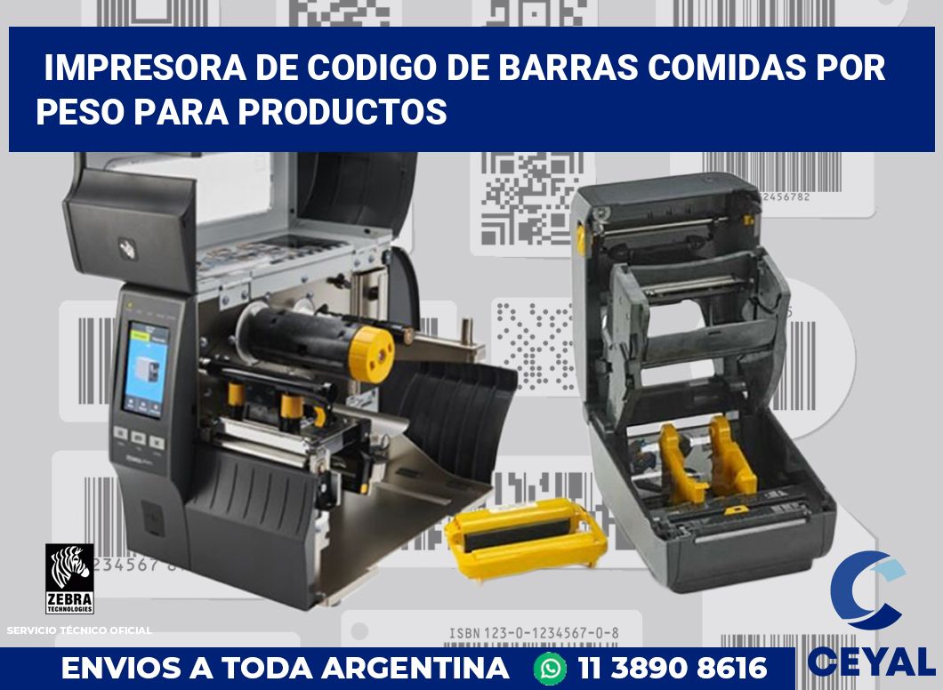 Impresora de codigo de barras Comidas por peso para productos