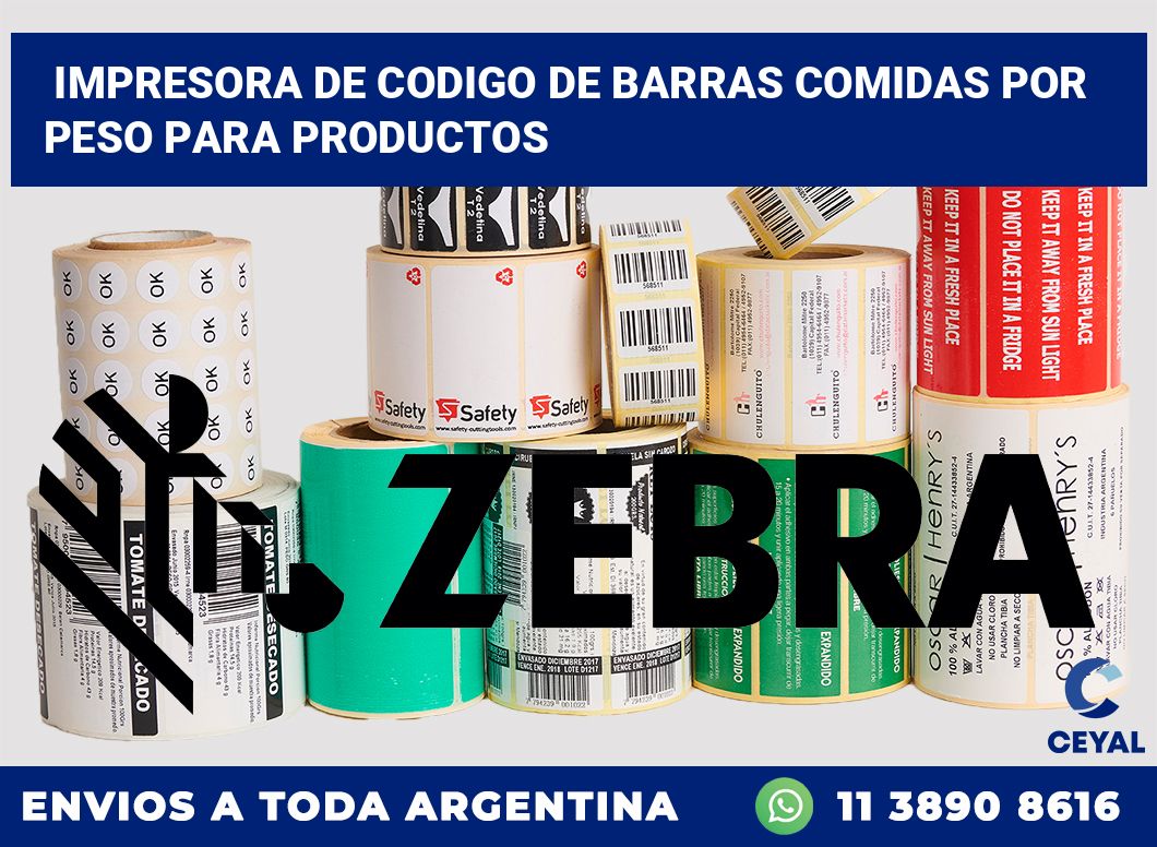 Impresora de codigo de barras Comidas por peso para productos