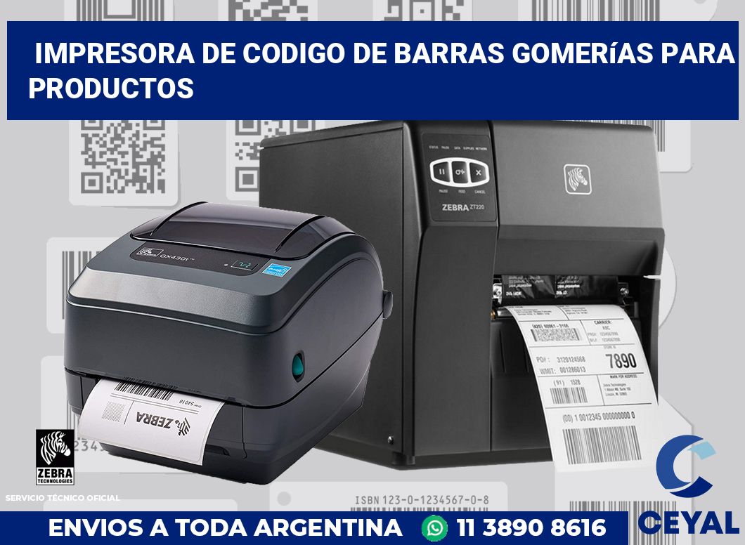 Impresora de codigo de barras Gomerías para productos