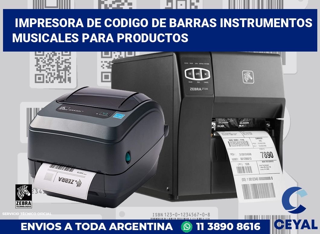Impresora de codigo de barras Instrumentos musicales para productos