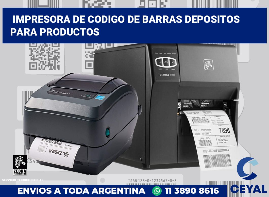 Impresora de codigo de barras depositos para productos