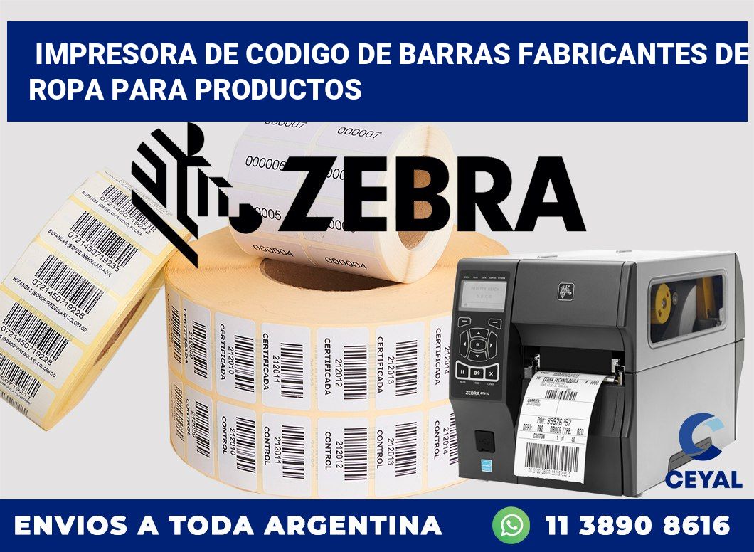 Impresora de codigo de barras fabricantes de ropa para productos