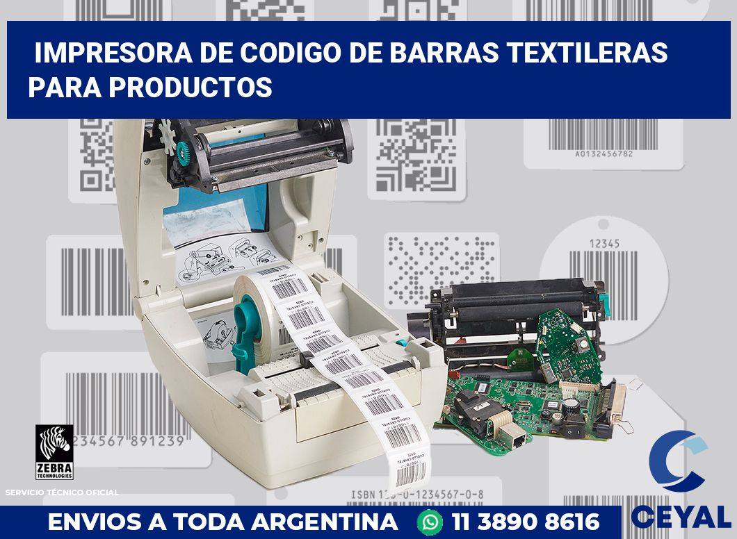 Impresora de codigo de barras textileras para productos