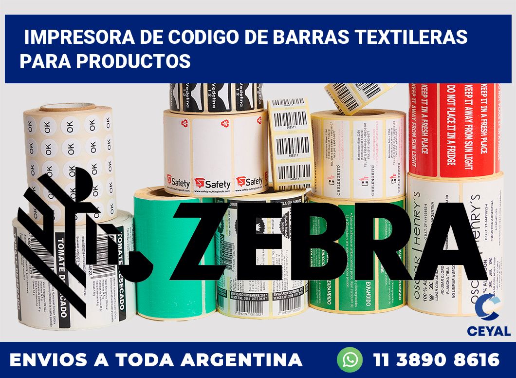 Impresora de codigo de barras textileras para productos