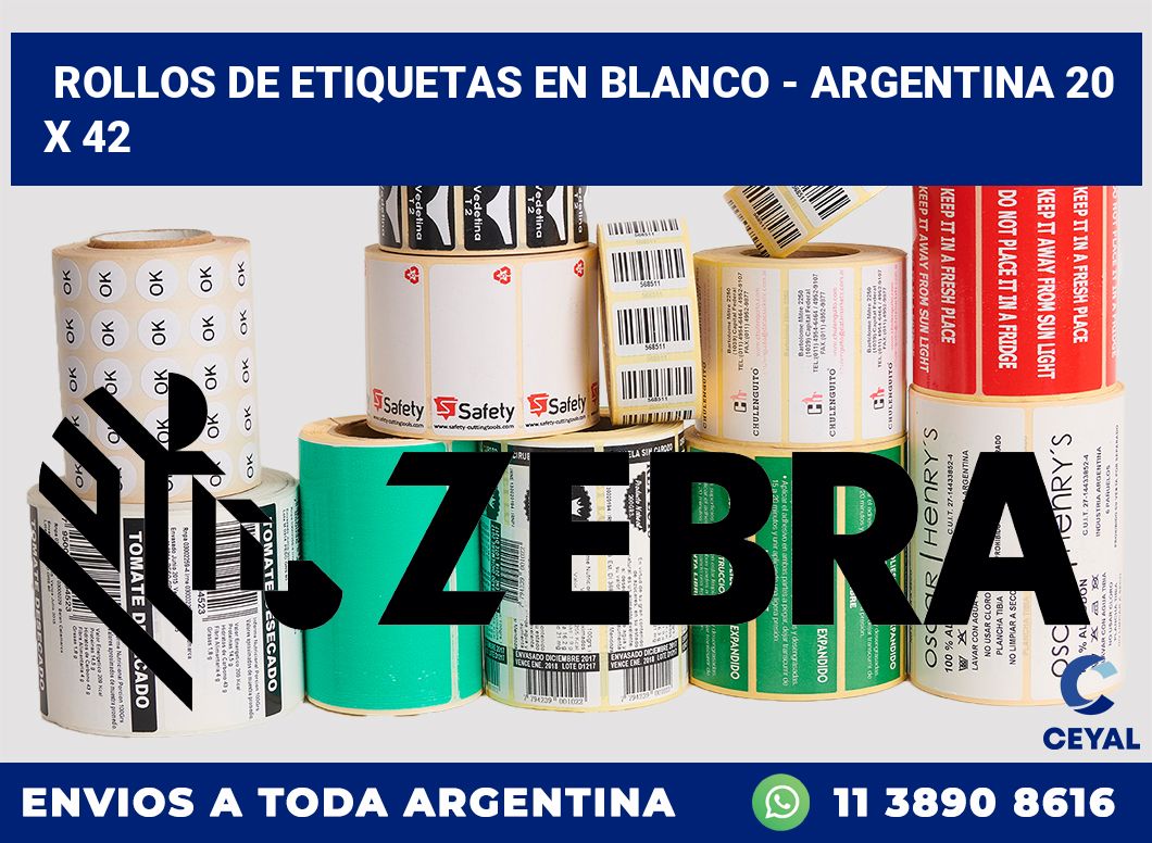 Rollos de etiquetas en blanco – Argentina 20 x 42