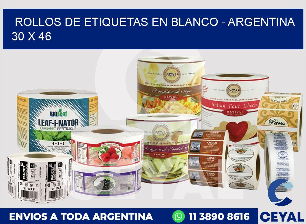 Rollos de etiquetas en blanco – Argentina 30 x 46