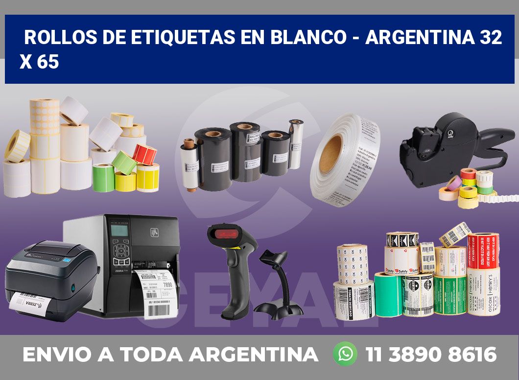 Rollos de etiquetas en blanco - Argentina 32 x 65