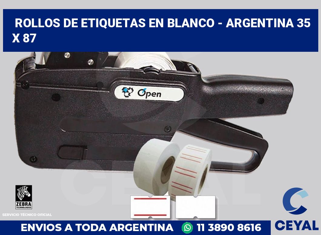 Rollos de etiquetas en blanco - Argentina 35 x 87