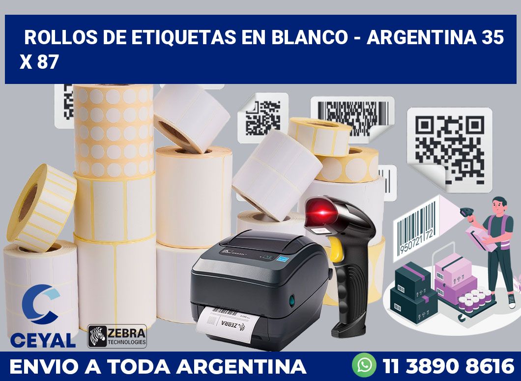 Rollos de etiquetas en blanco – Argentina 35 x 87