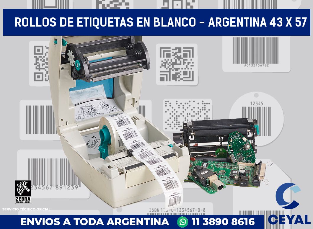 Rollos de etiquetas en blanco - Argentina 43 x 57