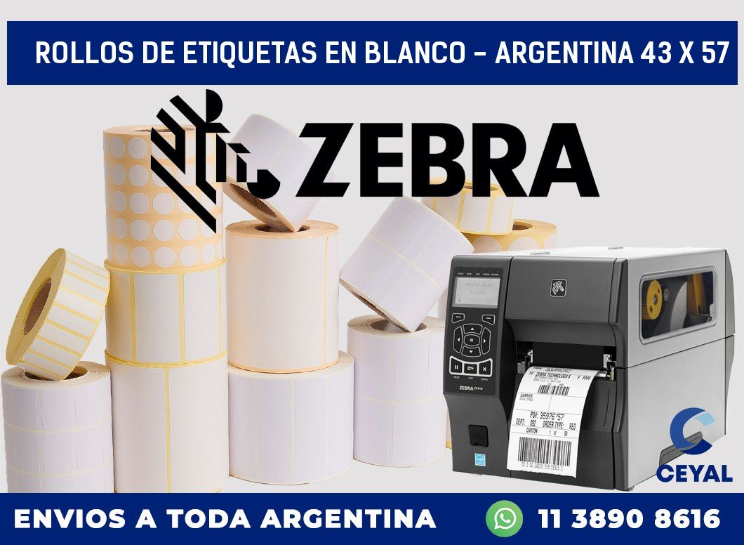 Rollos de etiquetas en blanco - Argentina 43 x 57