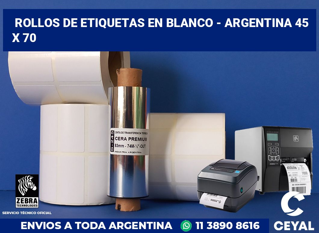 Rollos de etiquetas en blanco - Argentina 45 x 70